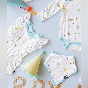 NWT Kyte BABY Bamboo Ruffle Bubble Romper - Cloud Party